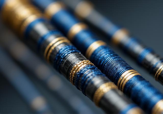 Canna da spinning personalizzata con legature blu e oro