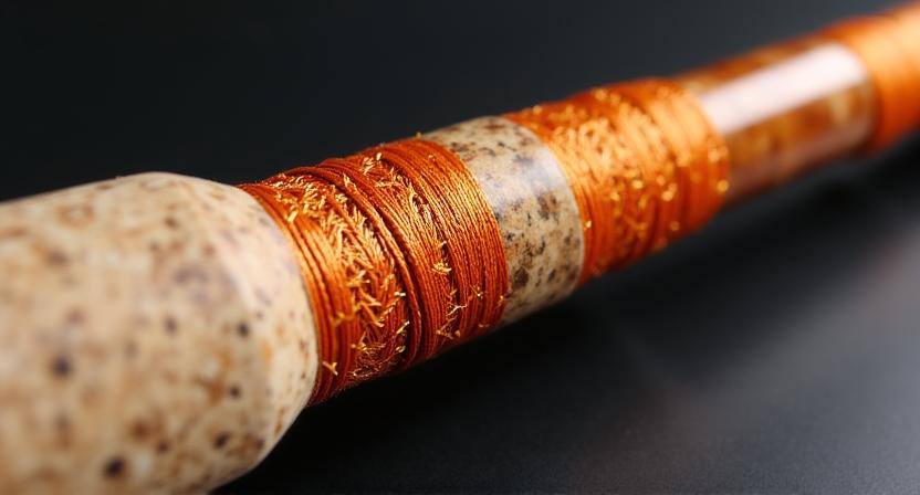 Particolare del manico in sughero artigianale e legature decorative